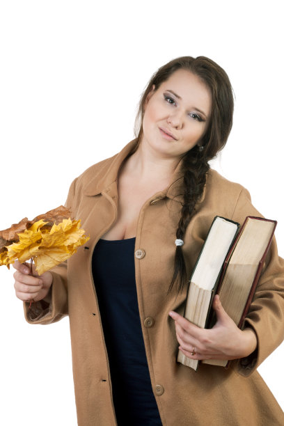 白底上有厚厚的一卷书的大号女人图片下载