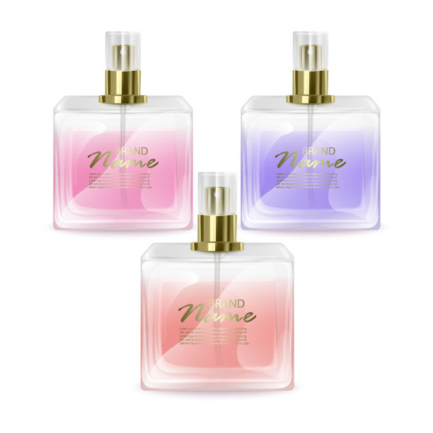 一套香水玻璃瓶孤立在白色背景。矢量EPS 10插图图片下载