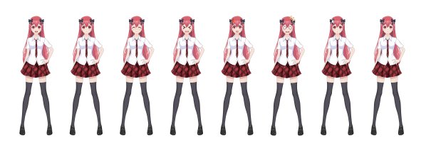 动漫漫画女学生格子红裙领带图案素材图片