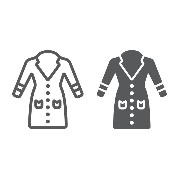 外套线和字形图标，衣服和时尚，保暖服装标志，矢量图形，白色背景上的线性图案。图片下载
