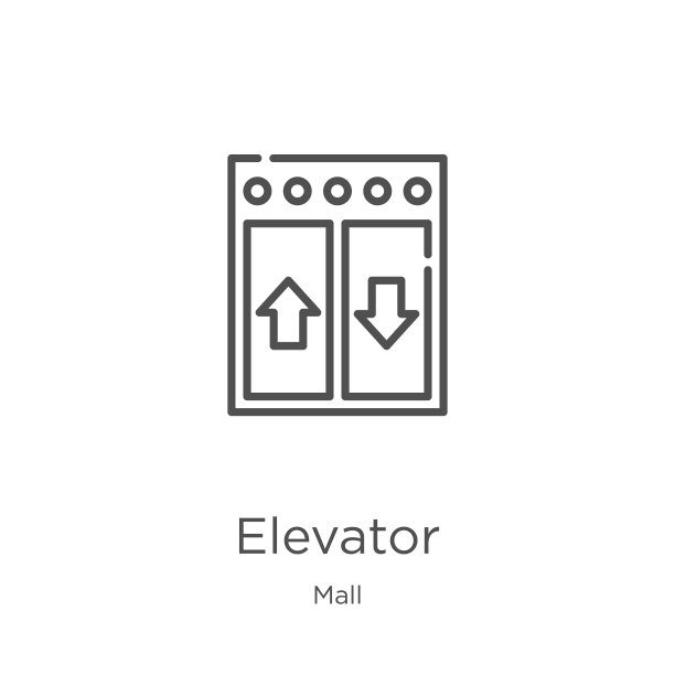 电梯图标向量从商场集合。细线电梯轮廓图标矢量插图。轮廓，细线电梯图标用于网站设计和手机，应用程序开发。图片下载