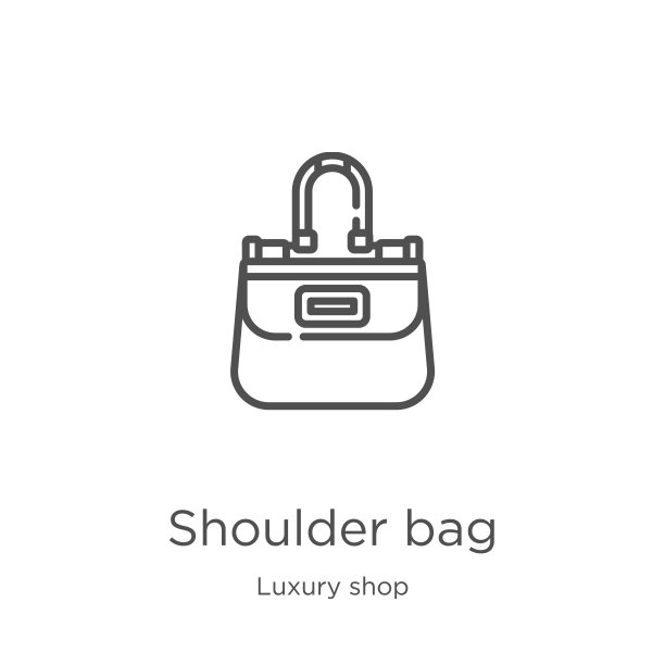 肩包图标向量从奢侈品店收集。细线肩包轮廓图标矢量插图。轮廓，细线肩包图标，用于网站设计和手机，应用程序开发。图片下载