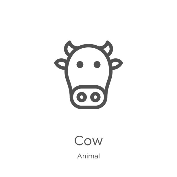 牛图标矢量从动物集合。细线牛轮廓图标矢量插图。大纲，细线牛图标网站设计和移动，应用程序开发。图片下载