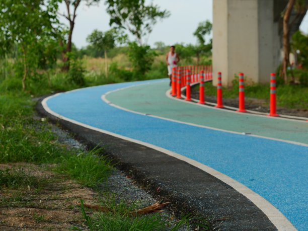 公园里的蓝色步道图片下载