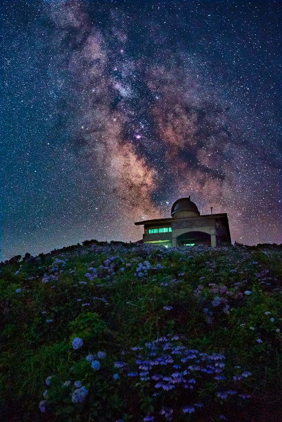 花山上的银河和天文台(下)图片下载