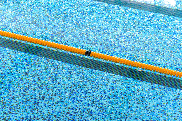 室内游泳池俯视图，设有跑道或泳道图片下载