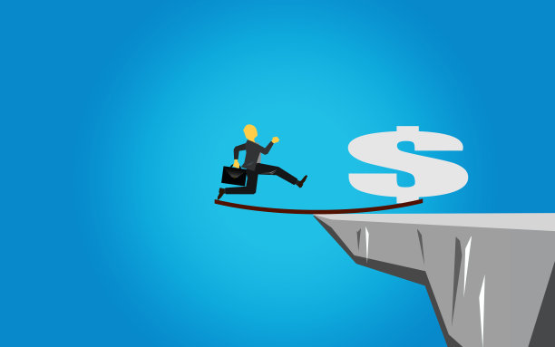 商人在悬崖上向钱奔去图片下载