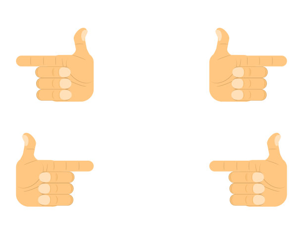 手指指向左右方向或相互指向。图片下载