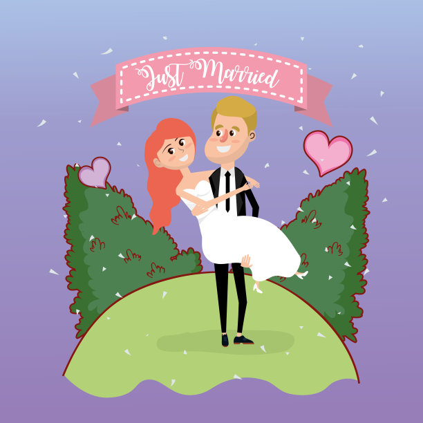 婚礼卡片设计卡通图片下载