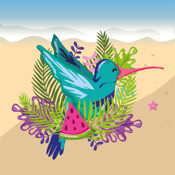 热带海滩风景主题卡通图片下载