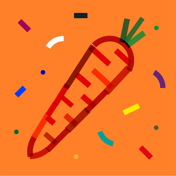 胡萝卜图标在现代多彩的背景图片下载