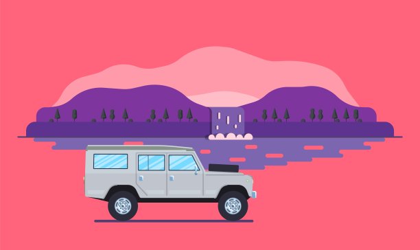 户外汽车旅行概念。越野车suv景观。图片下载