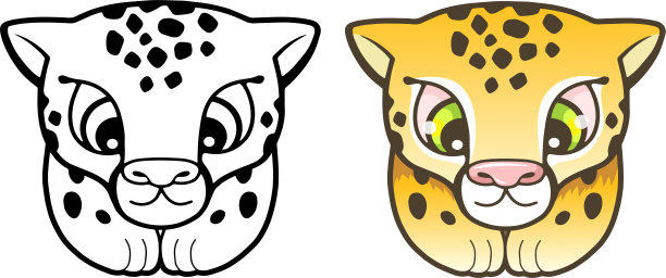 可爱的猎豹，有趣的插图，填色书图片下载