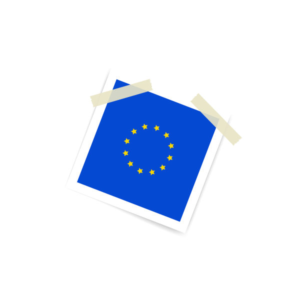 一组空白相框，用胶带将欧洲国旗贴在白色背景上。模板模型的设计。矢量图图片下载