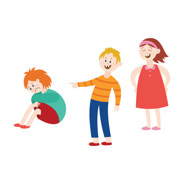 向量欺负的孩子，男孩独自坐在平坦的图片下载