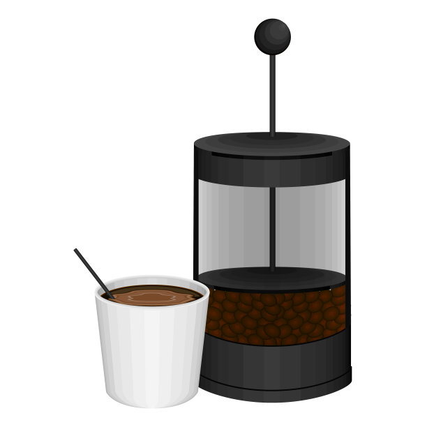 法式压滤壶和咖啡杯图片下载