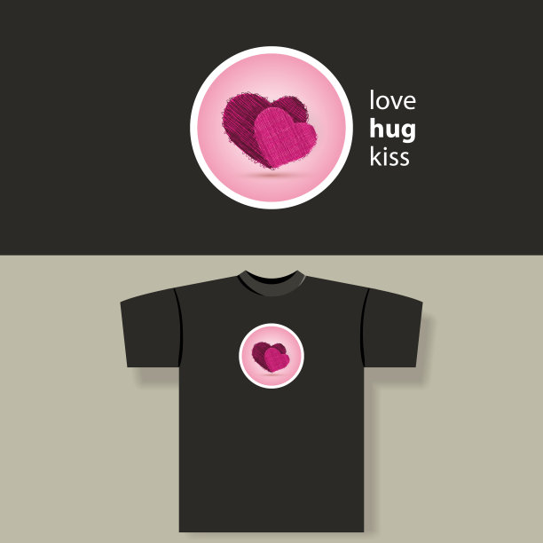 紫心t恤印花设计图片下载