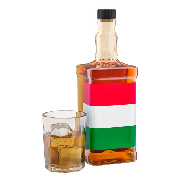 匈牙利酒精饮料的生产和消费，概念。3D渲染孤立的白色背景图片下载