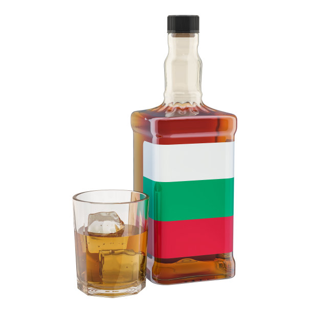 保加利亚酒精饮料的生产和消费，概念。3D渲染孤立的白色背景图片下载