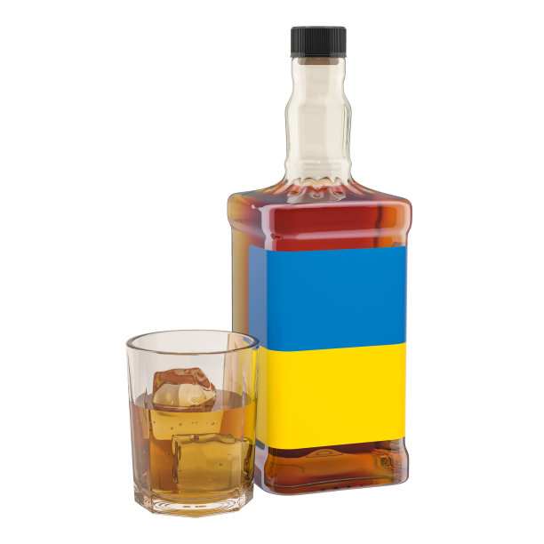 乌克兰酒精饮料的生产和消费，概念。3D渲染孤立的白色背景图片下载
