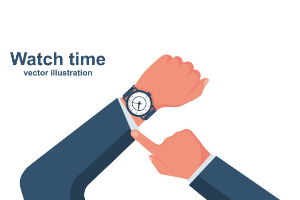 看时间。穿着西装的人类在看时间。图片下载