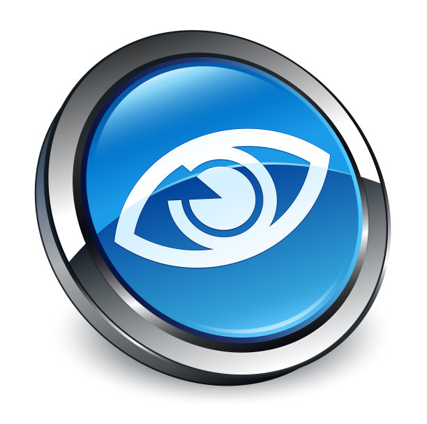 眼睛图标3d蓝色圆形按钮图片下载
