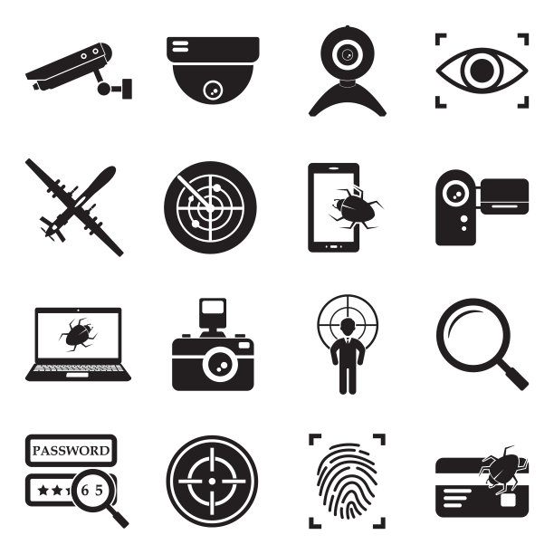 监控图标。黑色的平面设计。矢量插图。图片下载