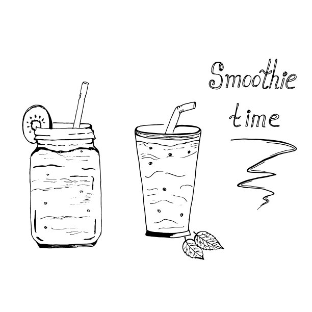 Smoothie时间，草图，矢量插图图片下载