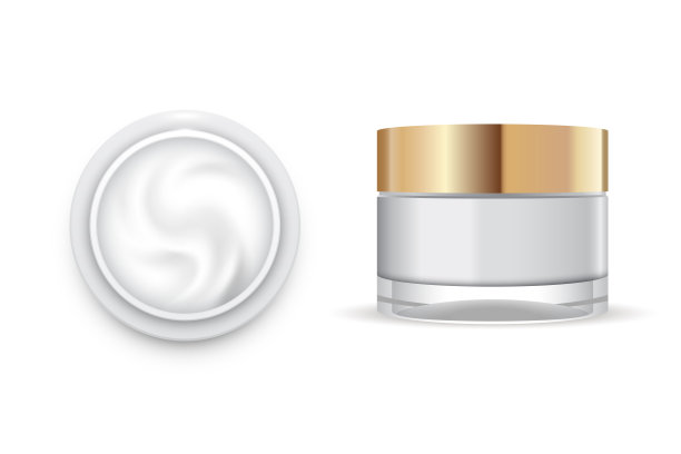 膏霜瓶包装设计，正面和俯视图图片下载