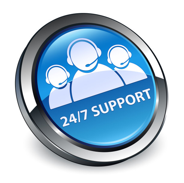 24/7支持(客服团队图标)3d蓝色圆形按钮图片下载