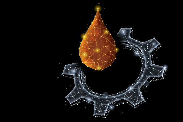 摘要带油滴齿轮的多边形光设计。图片下载