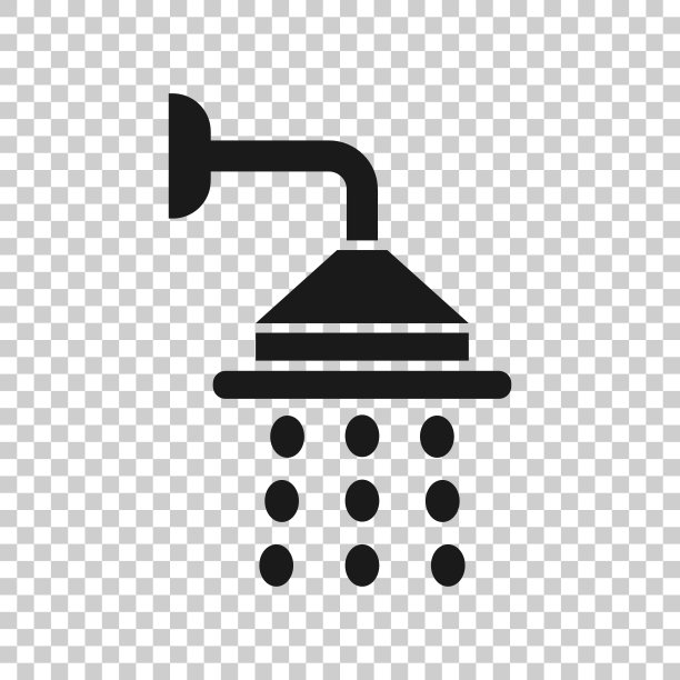 淋浴标志图标在透明的风格。浴室水装置矢量插图上孤立的背景。洗业务概念。图片下载