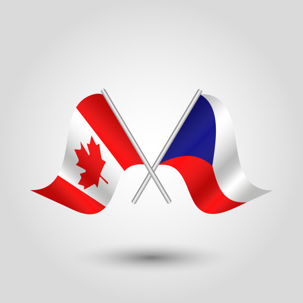 矢量简单两个交叉的加拿大和捷克国旗图片下载