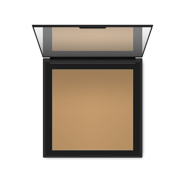 紧凑的化妆粉孤立在白色背景，现实的模型插图。化妆产品包装。开放方形化妆盒与镜子顶视图，矢量模板图片下载