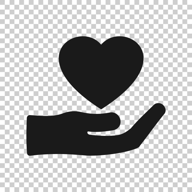 心脏护理图标在透明的风格。慈善矢量插图上孤立的背景。爱在手中的经营理念。图片下载