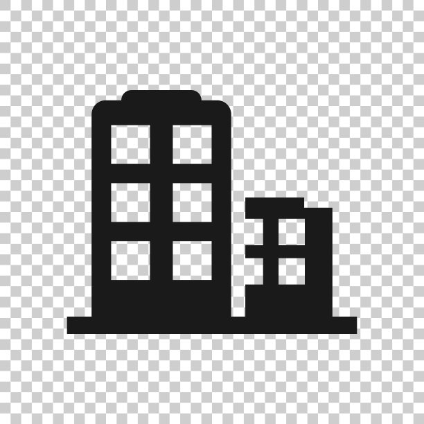 透明风格的办公大楼标志图标。公寓矢量插图上孤立的背景。架构的业务概念。图片下载