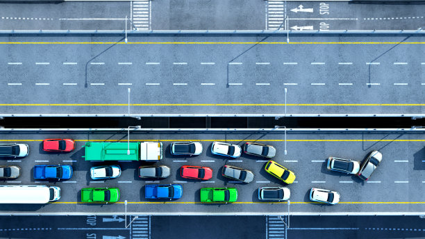 汽车在高速公路上的交通堵塞3d渲染从上图片下载