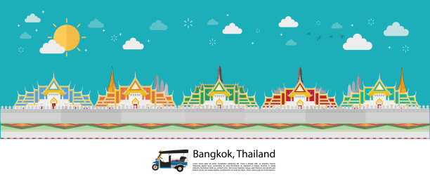 泰国，泰国曼谷有景点、地标和色彩斑斓的宫殿。图片下载