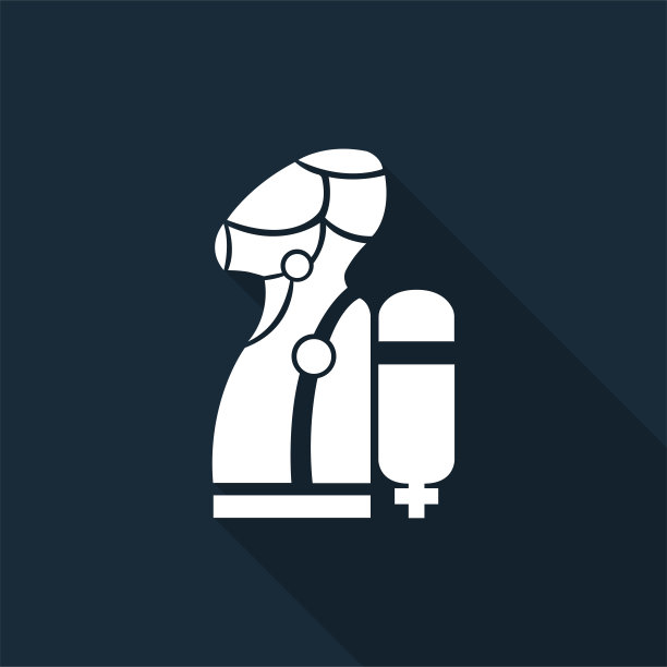 佩戴SCBA(自给式呼吸器)符号隔离在黑色背景，矢量插图图片下载