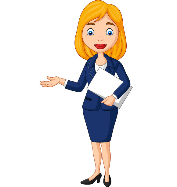 卡通的年轻女商人拿着文件档案图片下载