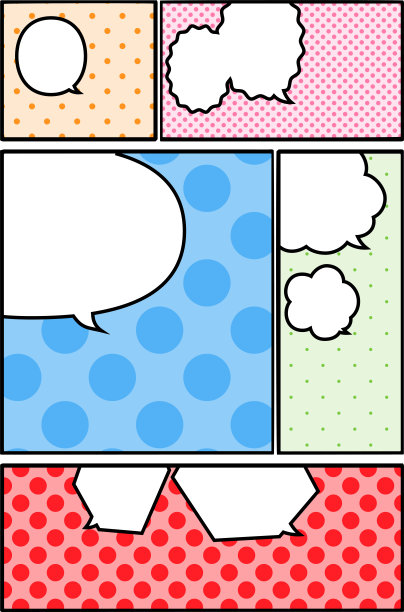 一个流行色卡通框架的插图与点图案与漫画气球图片下载