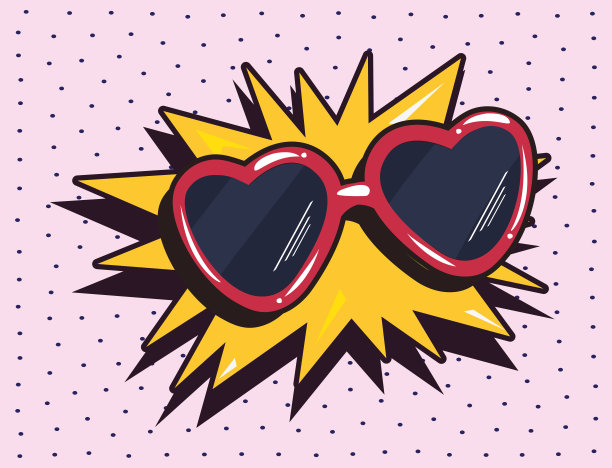 眼镜塑造心脏流行艺术爆炸图片下载