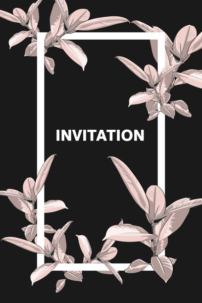 热带风情请帖模板。由粉红色榕树组成，有弹性。图片下载