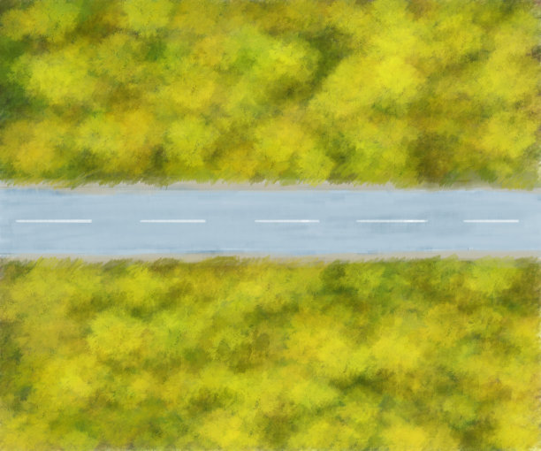 俯瞰绿色的平原和高速公路图片下载