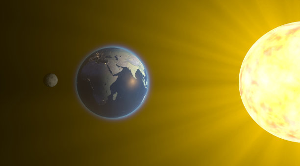 月食期间地球的卫星照片。当地球上的观测者穿过完全或部分遮挡太阳的月球阴影时，就会发生这种现象图片下载