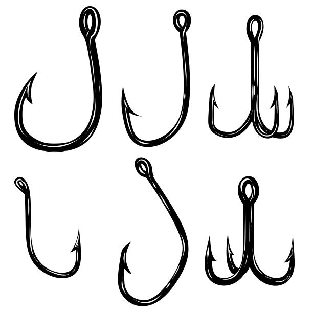 鱼钩孤立在白色上的插图。设计元素海报，卡片，横幅，传单，菜单，徽章，标志。矢量图图片下载