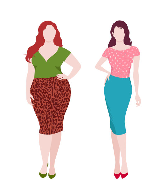 苗条和肥胖的时尚女性图片下载