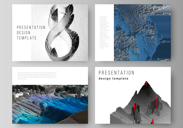 演示幻灯片的极简抽象矢量布局设计了业务模板。大数据。动态几何背景。具有运动效果的立方体图案设计。3 d技术风格。图片下载