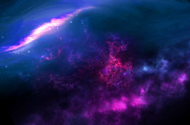 行星，星系，宇宙，星空，银河系，宇宙中的恒星和太空尘埃，长曝光照片，带颗粒。图片下载