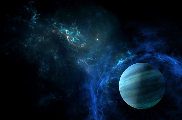 行星，星系，宇宙，星空，银河系，宇宙中的恒星和太空尘埃，长曝光照片，带颗粒。图片下载